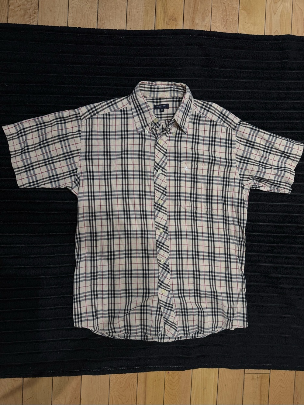 Burberry White Plaid Short-Sleeve Button-Down Shirt